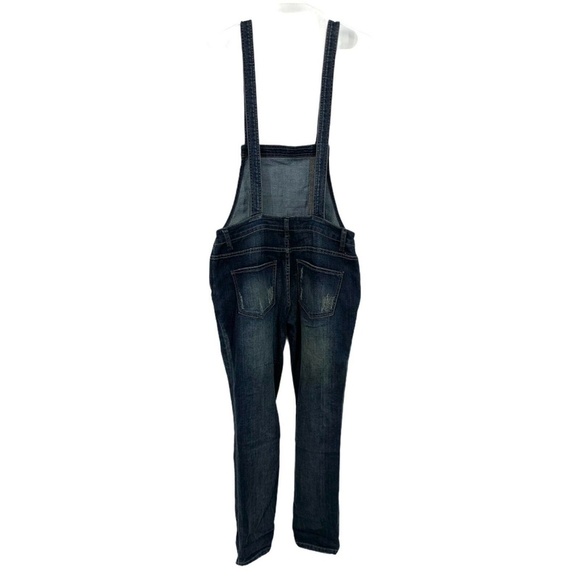 Free People Washed Denim Overalls Skinny Jeans - Picture 9 of 12